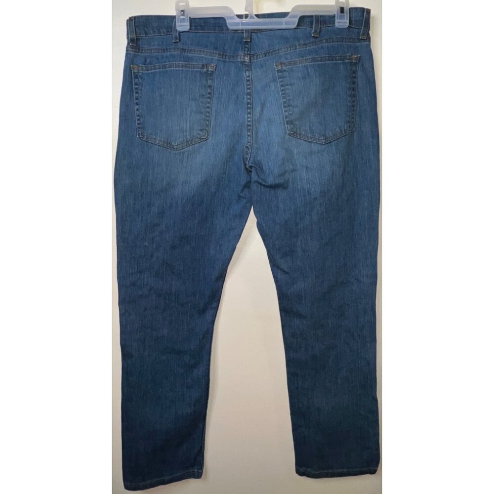 George Mens Straight Leg Jeans 38x32 Blue Cotton Blend Denim - Picture 2 of 5